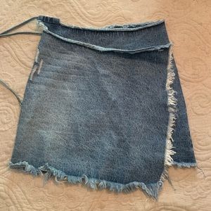 Wrap Front Jean Skirt- Tie Side
